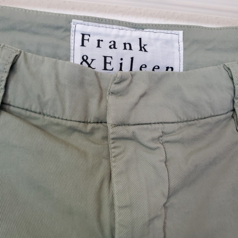 Frank & Eileen Wicklow Italian Cotton Chino Pants Green Size 6 Cropped Raw Hem - Picture 4 of 16